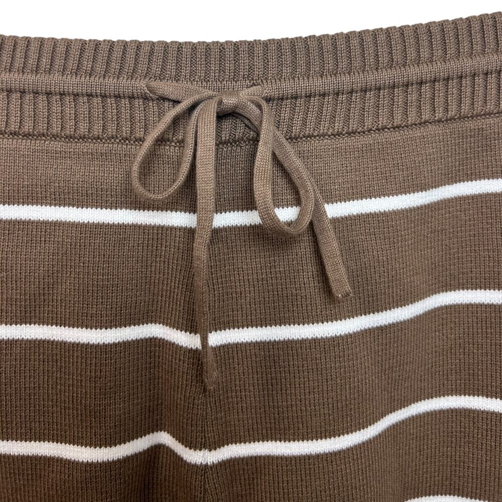 La Ligne - Women's 'Leo' Knit Shorts, High-Rise, Stripe - Tan/Cream, Large - Picture 10 of 12